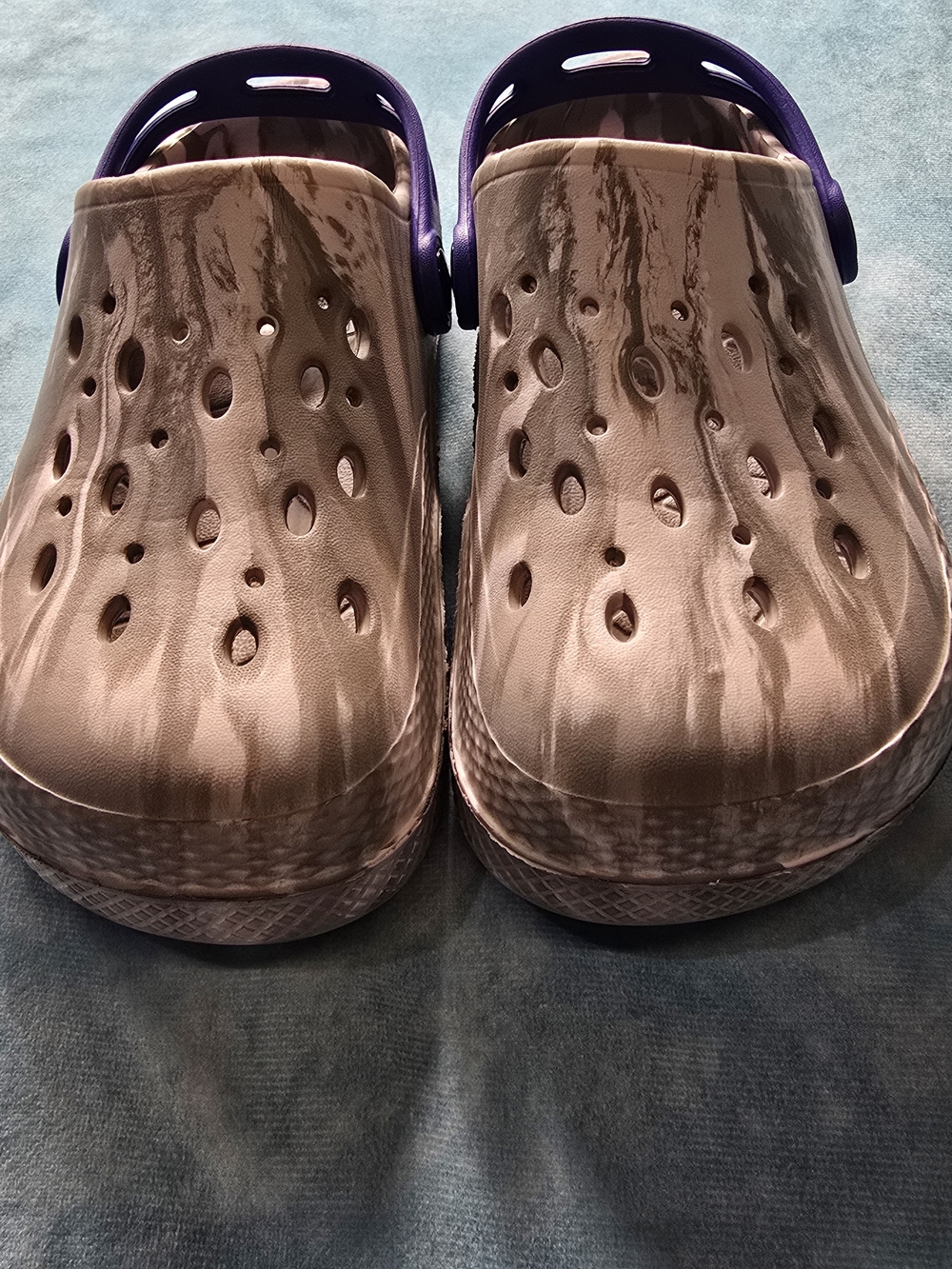 Gray Camo Kids Clogs Blue Heel Strap Size 13 Slip On Shoes